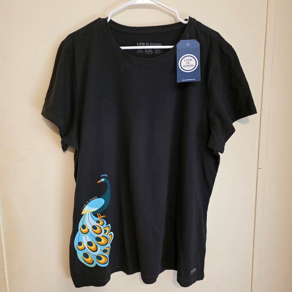 Life is Good Womens Crusher T Shirt Size XXL Peacock Graphic Tee Outdoor